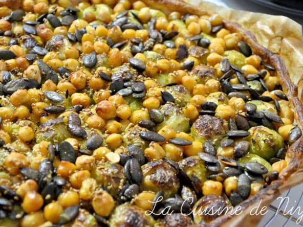 Tarte aux choux de Bruxelles et pois chiches