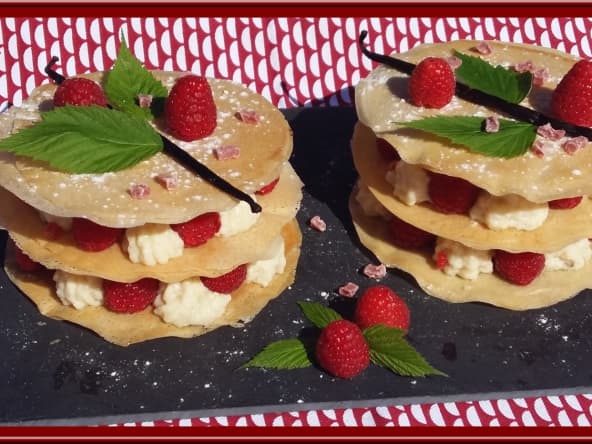 Millefeuille revisité aux framboises