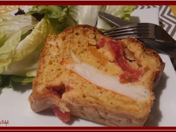 Cake aux poivrons marinés et surimi