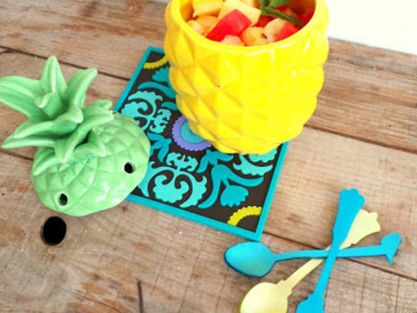 Salade ananas, pastèque, bananes à la menthe