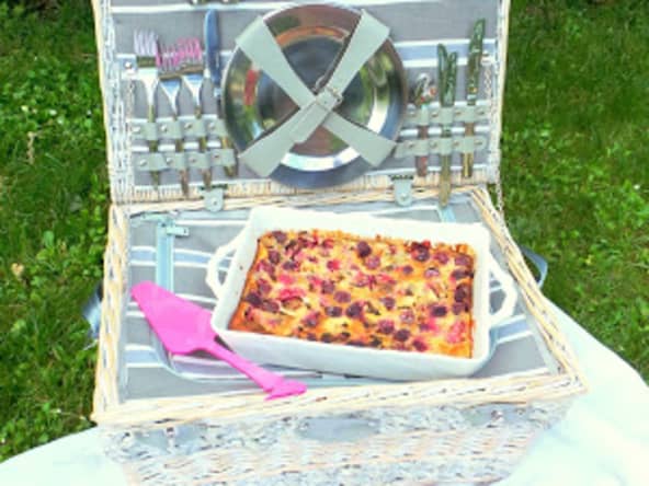 Clafoutis cerises et rhubarbe