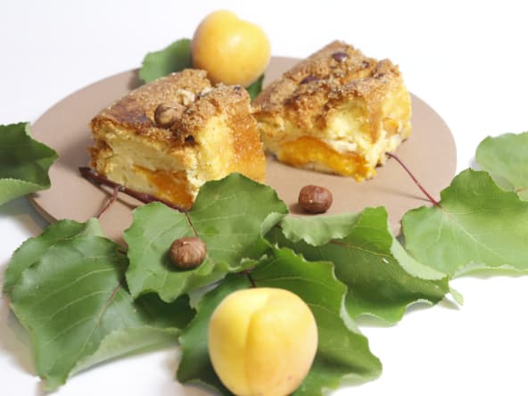 Tendre gâteau aux abricots et aux noisettes