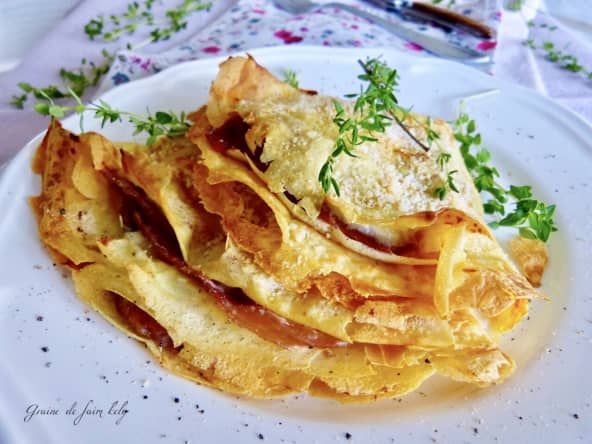 Crêpes au rabiola, thym-citron et jambon de Parme