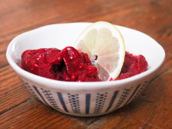 Sorbet framboise-menthe sans sorbetière