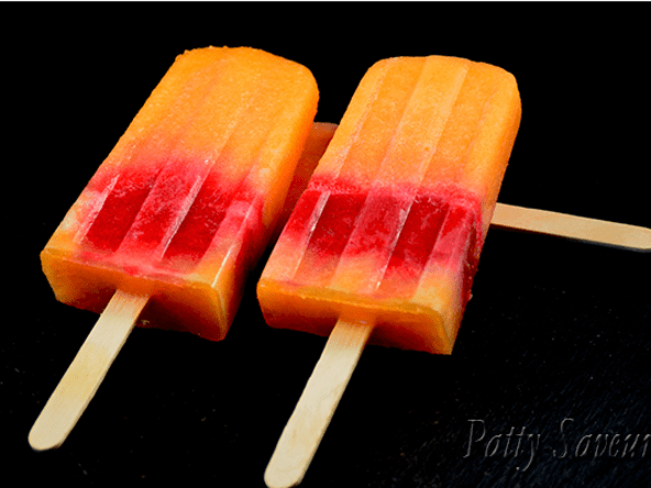 Sucettes glacées melon framboises
