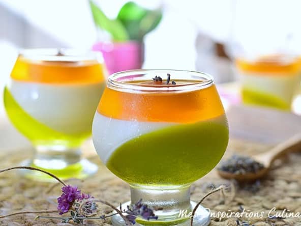  Panna cotta aux abricots lavande et gelee de menthe