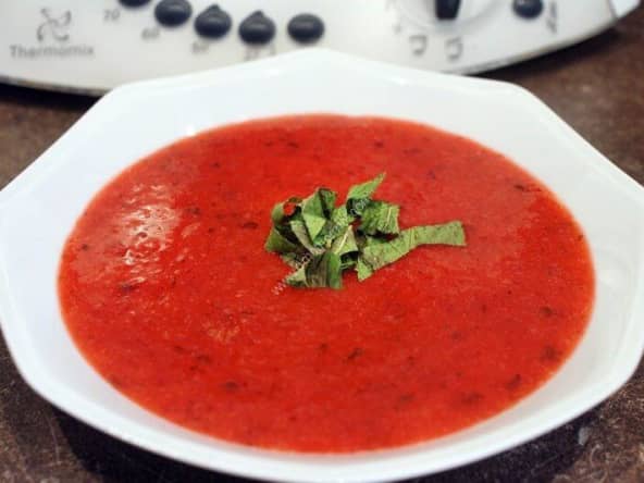 Soupe de fraise à la menthe au thermomix facile et rapide