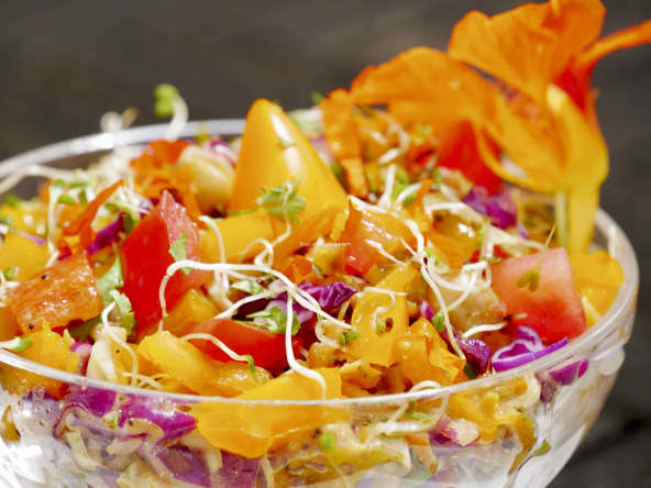 Recette alcaline : crudités et capucines