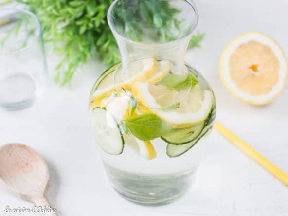 Detox water citron concombre et basilic (eau détox)