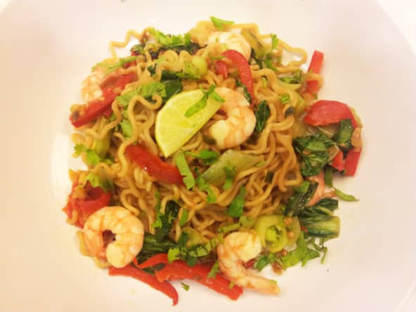 Nouilles sautées au Pak Choï et Crevettes (Mee Goreng)