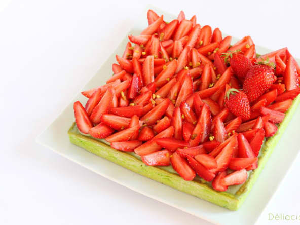 Tarte aux fraises et à la pistache