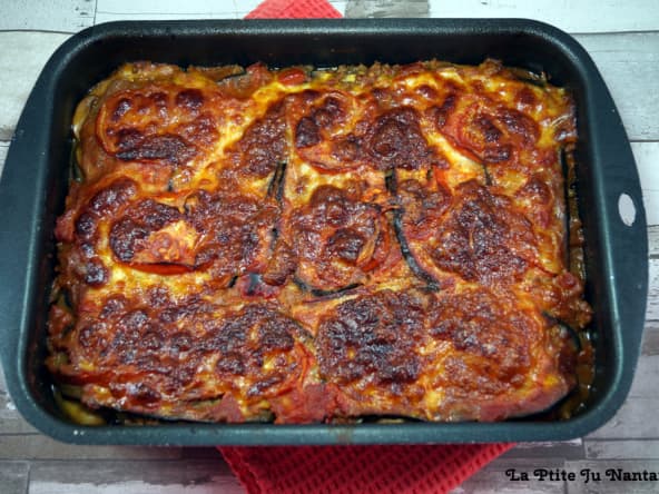 Lasagnes d’aubergines au bœuf haché et aux champignons (sans pâtes) 