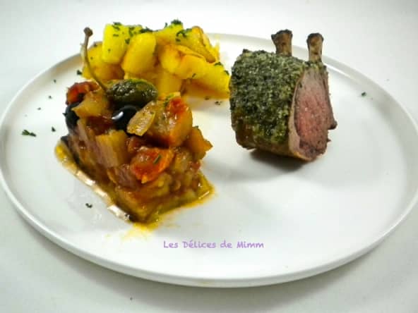 Carré d’agneau en croûte d’amandes et d'herbes fraîches