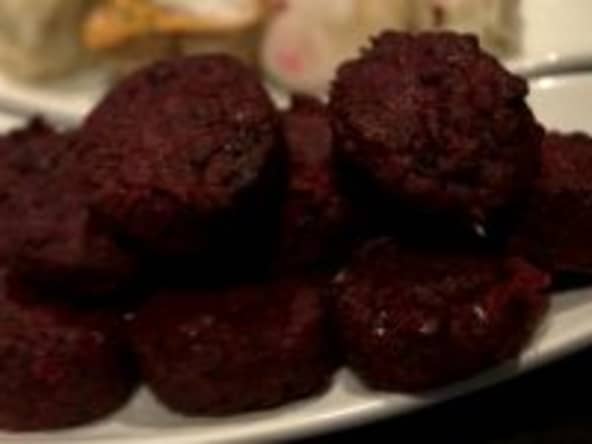 Falafels de betterave, sauce tahini ou aioli