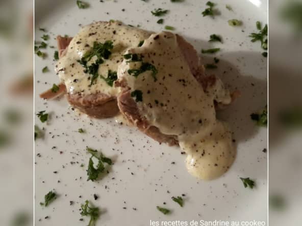 Filet mignon de porc à la crème d'ail et au boursin réalisé au robot cookeo