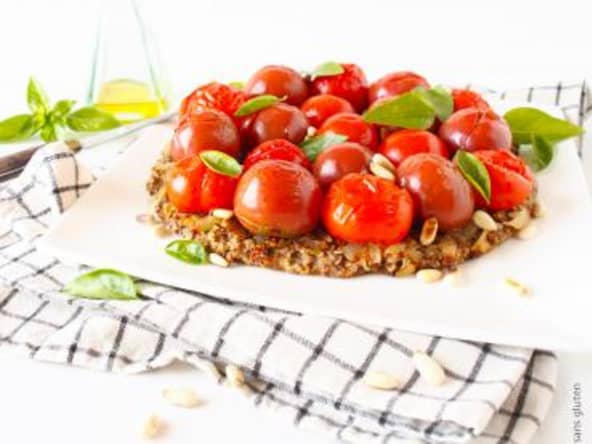 Tarte aux tomates cerises et flocons avoine-sarrasin