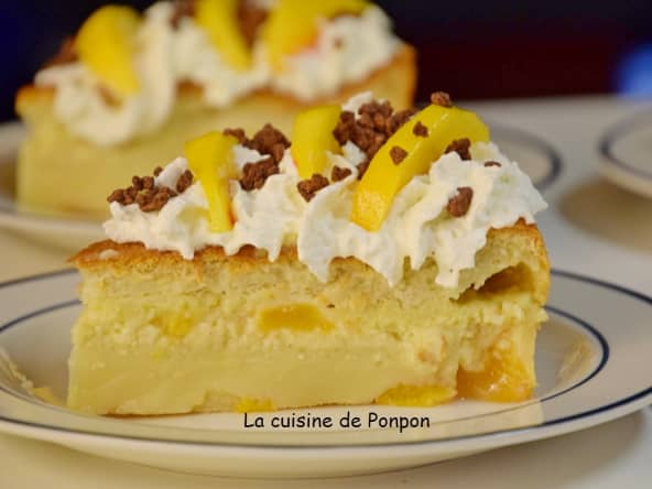 Gâteau magique aux pêches