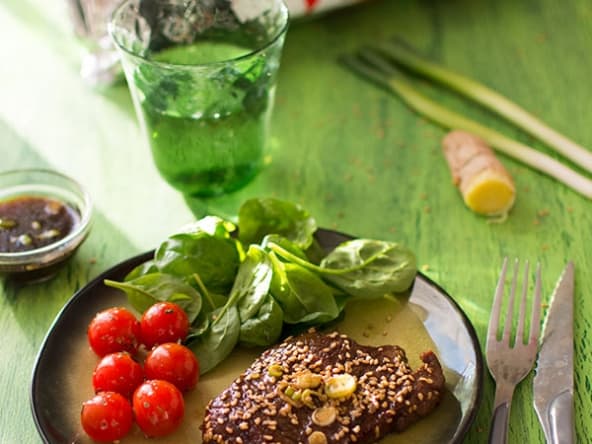 Steak de boeuf mariné à la sauce soja