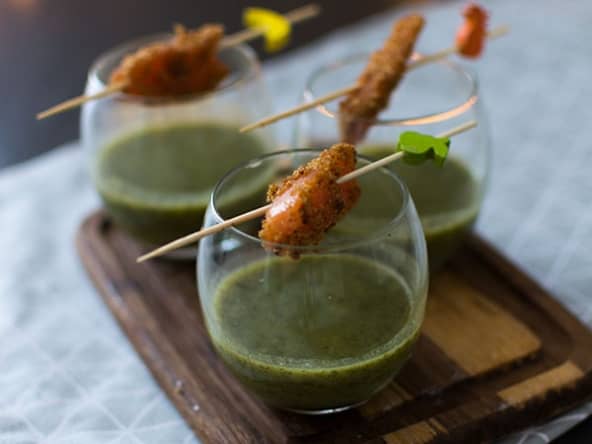 Velouté de cresson et truite fumée