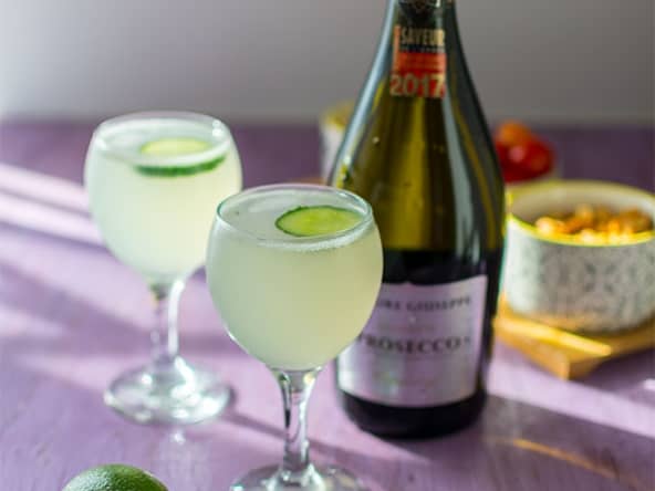 Cocktail East Side menthe concombre citron vert et prosecco