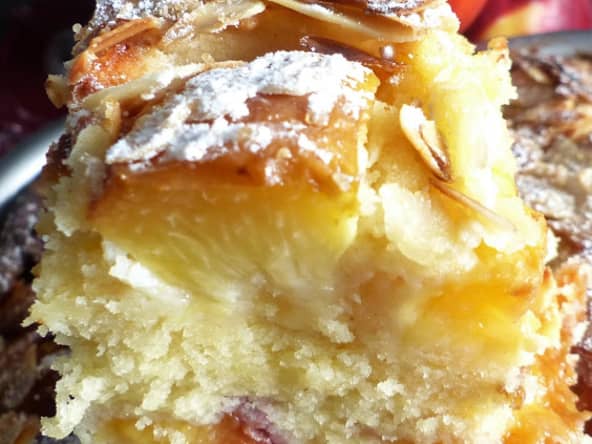 Gâteau à la ricotta et aux pêches
