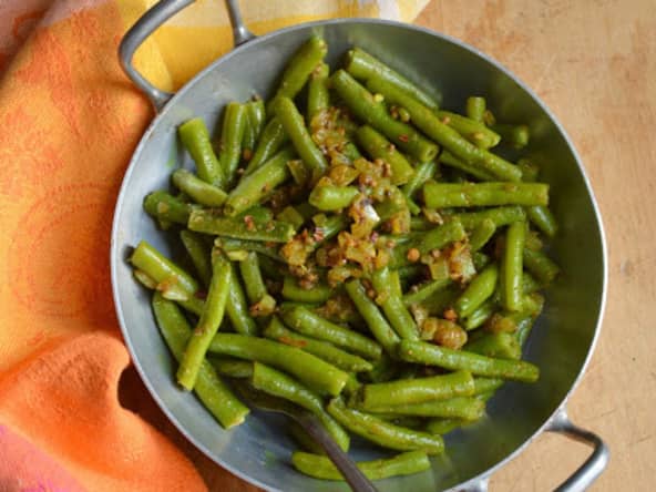 Haricots verts à l'indienne aux graines de moutarde