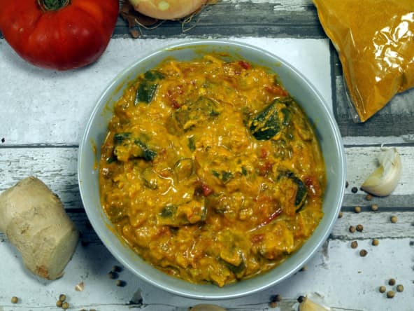 Curry d’aubergines au lait de coco et gingembre