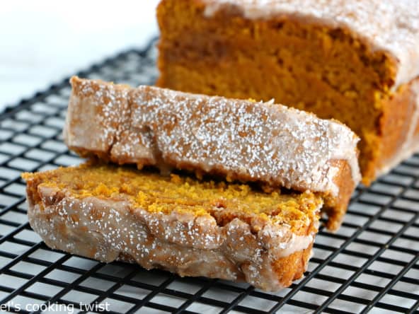 Pumpkin bread américain (cake à la citrouille en français), glaçage à la cannelle