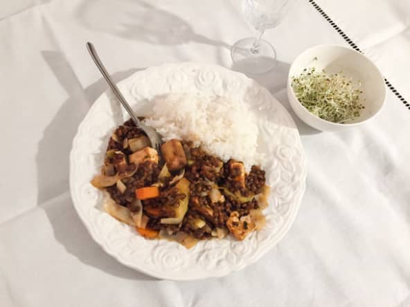 Lentilles au tofu