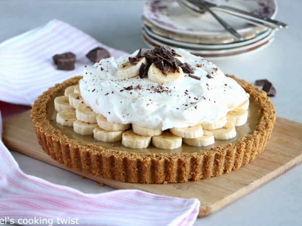 Banoffee pie aux bananes, caramel et crème fouettée