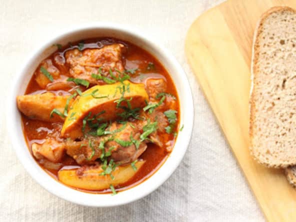 Ragoût de veau aux tomates et aux coings