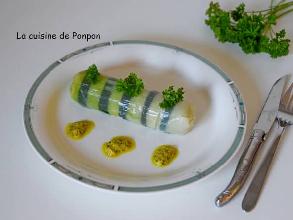 Poireau vinaigrette revisité en cannelloni