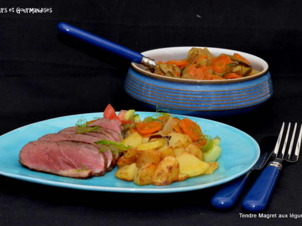 Tendre Magret aux légumes.