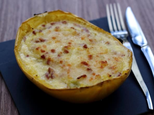 Courge spaghetti façon carbonara revisitée