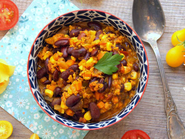 Chili végétal aux PST (Protéines de soja texturées)