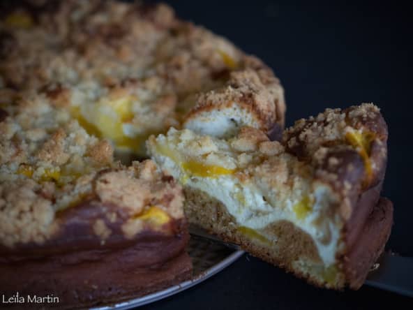 Käsestreuselkuchen à la mangue : un gâteau entre cake, cheesecake et streusel
