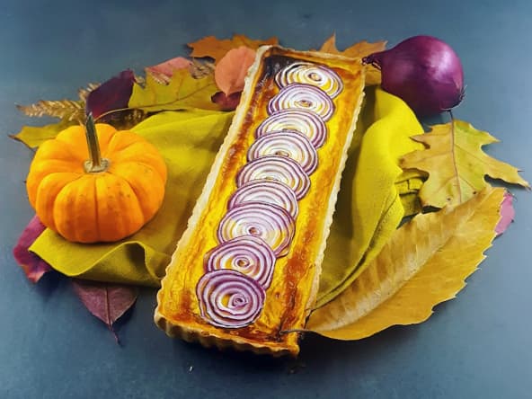 Quiche potiron-oignon rouge au curry