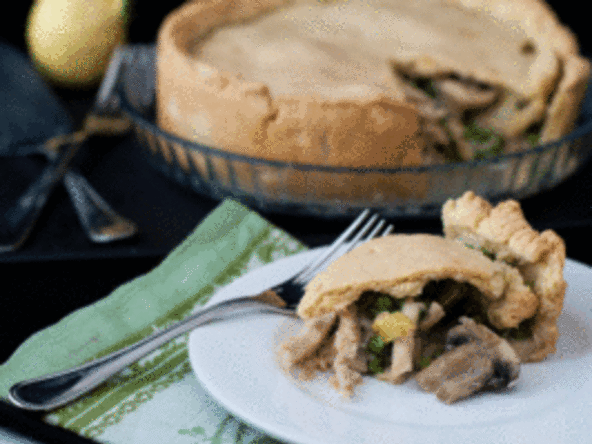 Tarte au poulet et aux champignons et zeste de citron