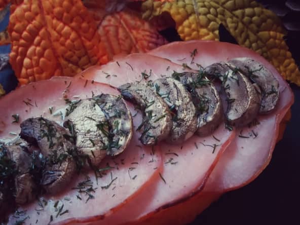 Patate douce au bacon et champignons