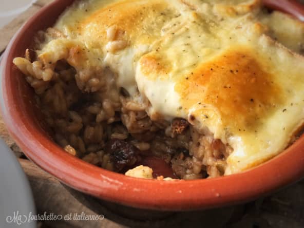 Risotto à la belge Kwak, boulettes liégeoises et fromage à raclette