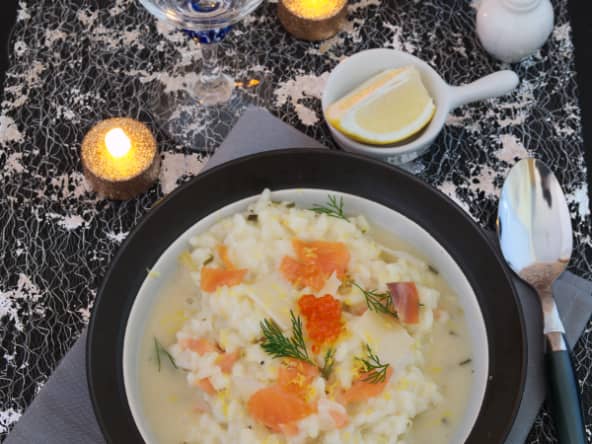 Le risotto au saumon fumé