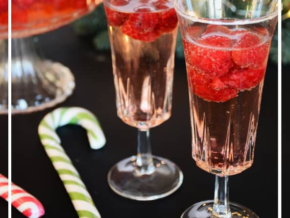Soupe de champagne aux framboises pour un apéritif de noël