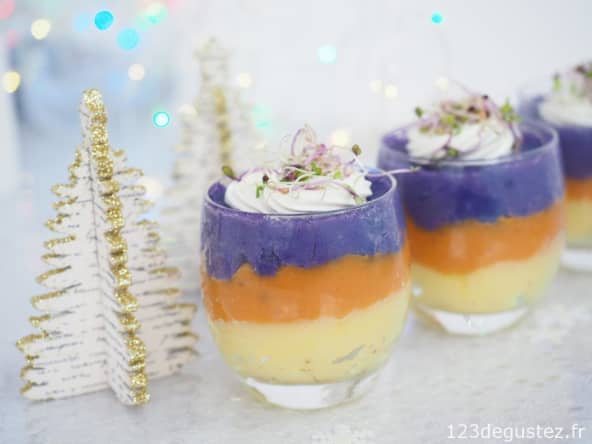 Verrines tricolores de pomme de terre pour le réveillon