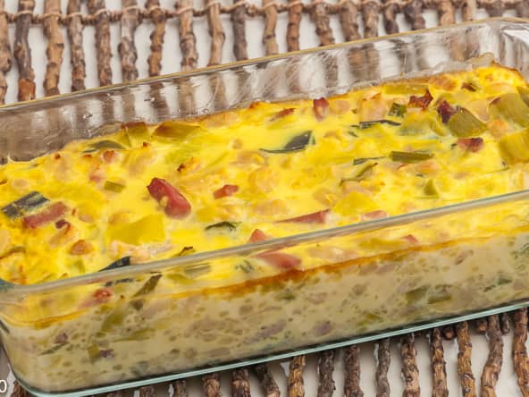 Gratin de haricots blancs, poireaux et jambon