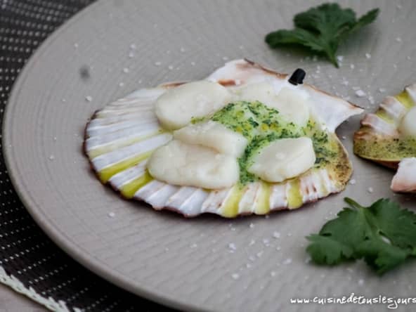 St-Jacques au beurre de bergamote et coriandre : un beau plat de fêtes
