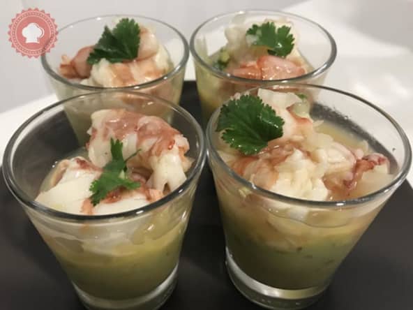 Ceviche de gambas et guacamole en verrines en apéro ou en entrée
