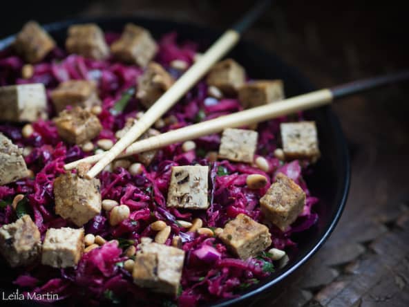 Salade de choucroute crue, chou rouge et betterave