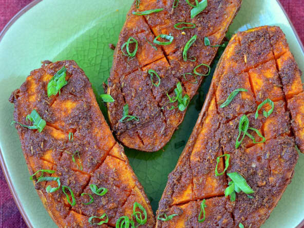 Patates douces rôties au four, en croûte d’épices