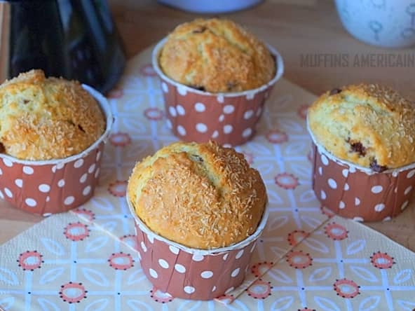 Muffins américains noix de coco et pépites de chocolat
