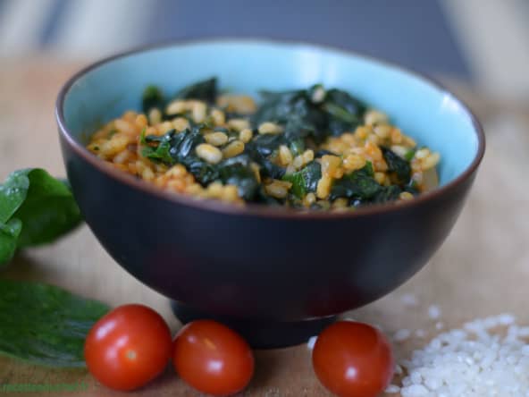 Spanakorizo : riz grec aux épinards 